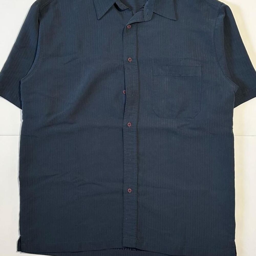 Authentic Vintage 90s/y2k Men's Anchor Blue blue button up shirt